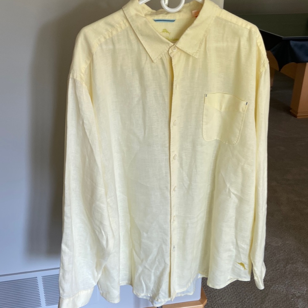 Pale yellow Tommy Bahama linen shirt